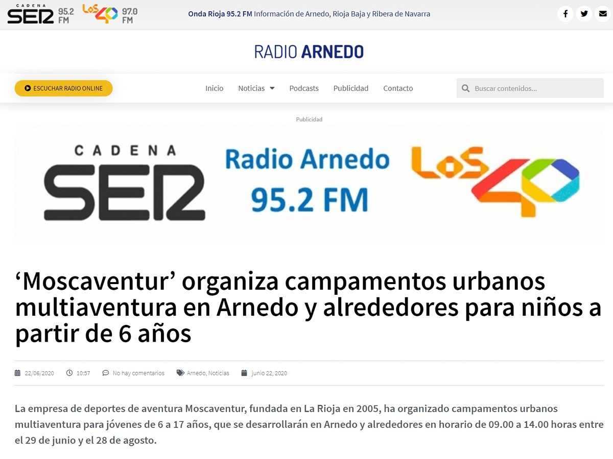 Campamentos urbanos Moscaventur en Radio Arnedo